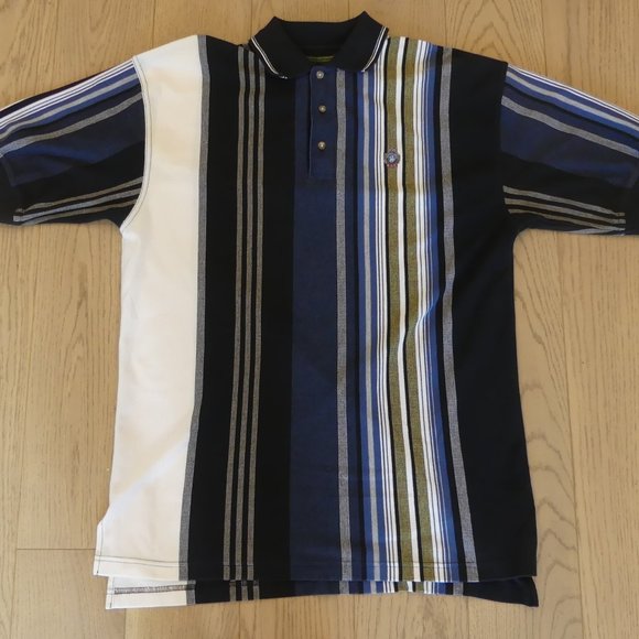 Knights Of Round Table Vintage Vertical Striped Medium Polo - Picture 1 of 4